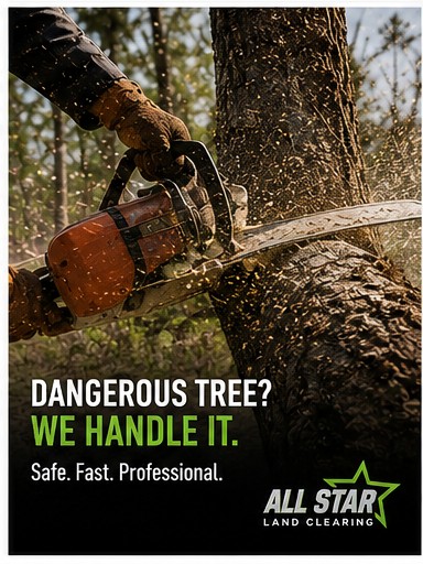 AllStar crew performing tree removal and stump grinding